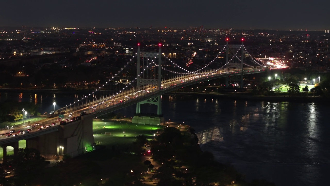 三区大桥夜间鸟瞰图视频素材