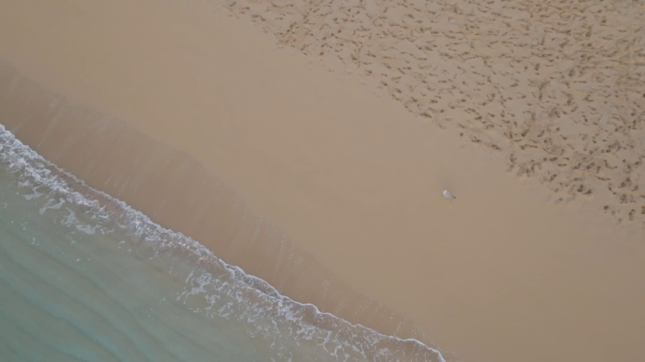 在卡拉普雷贡达海滩，海浪冲击海岸的惊人俯视图视频素材