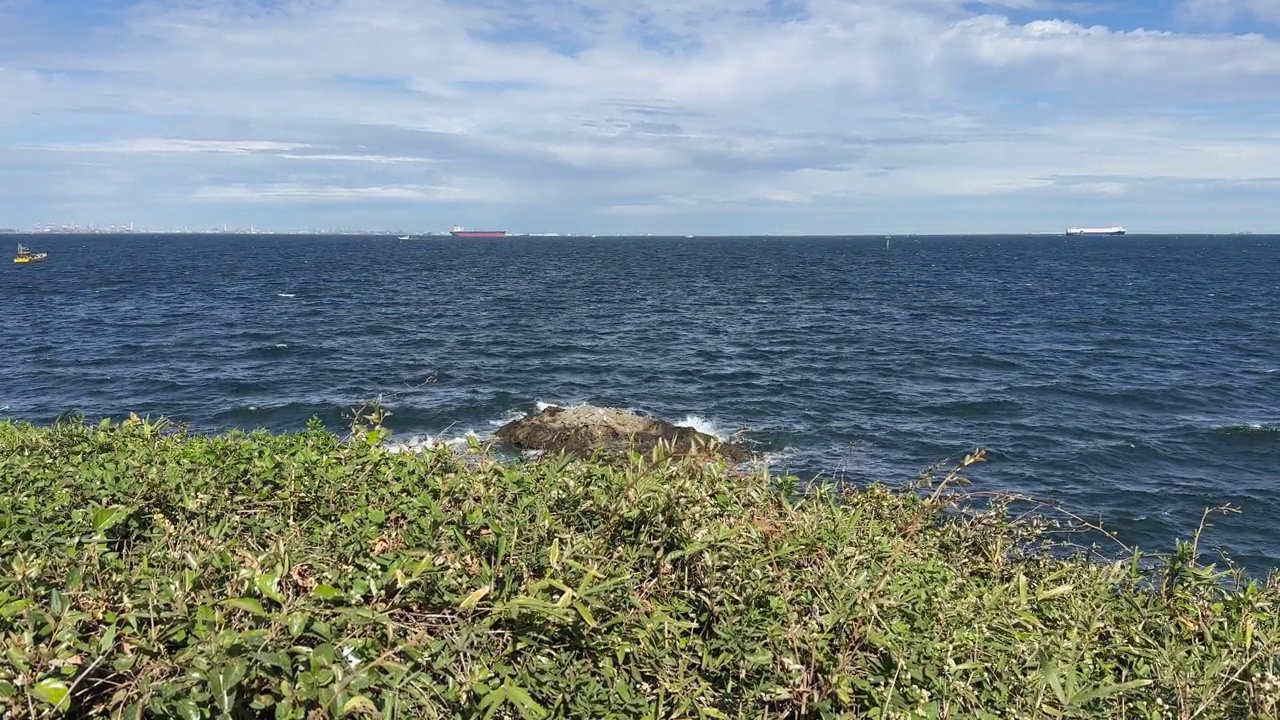 海浪冲击着荒凉的海岸视频素材