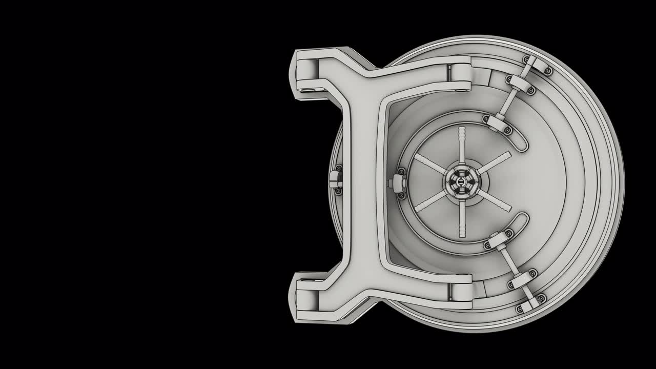 银行金库的圆形钢门视频下载