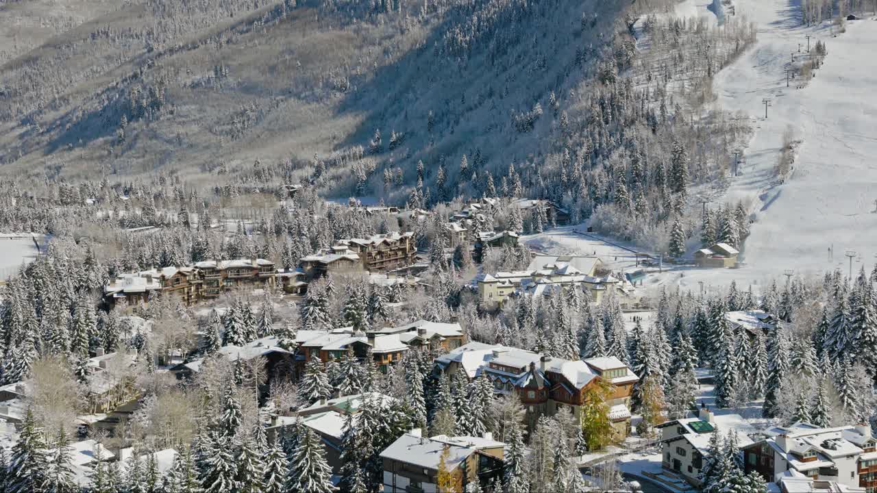 科罗拉多州韦尔的下雪天-航拍视频素材