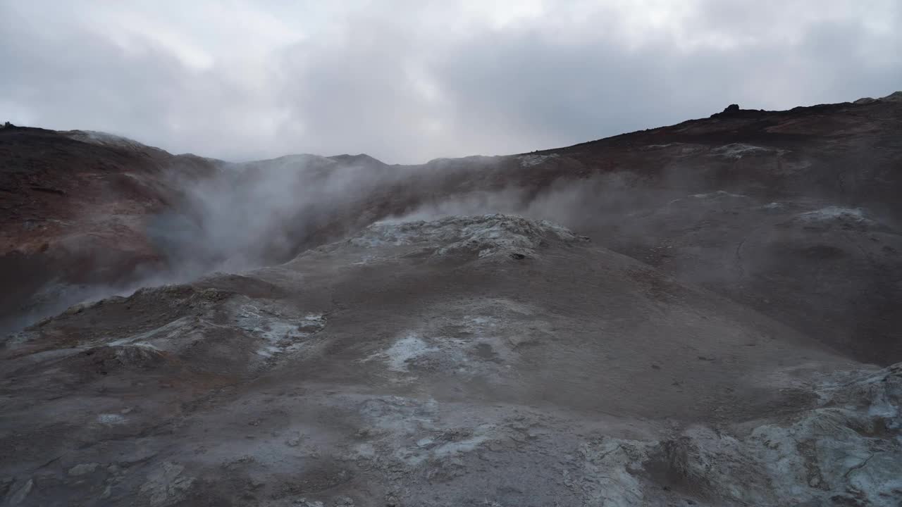 冰岛Hverir Námafjall火山喷发孔。视频素材