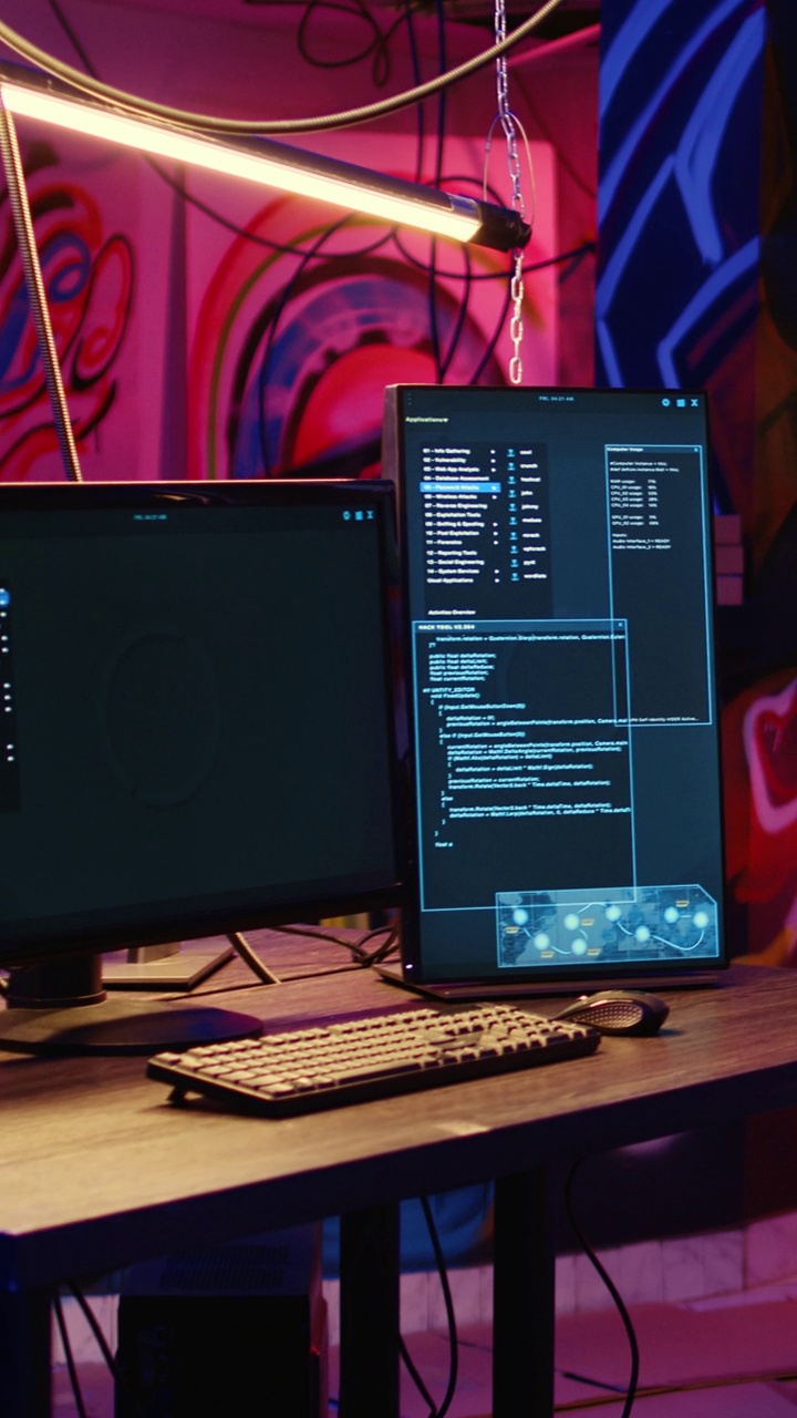 用于网络犯罪活动的垂直视频电脑视频素材