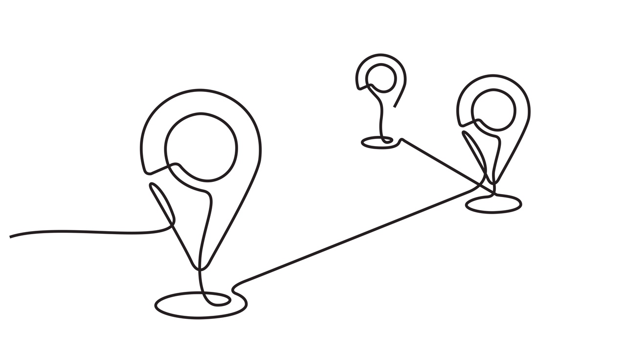 一行风格的位置标记地图动画视频视频素材