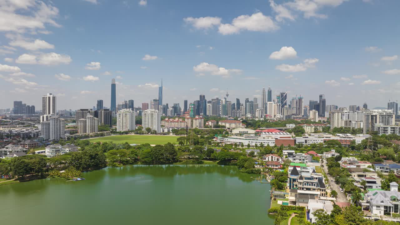 阴天吉隆坡市区航拍全景4k延时马来西亚视频素材