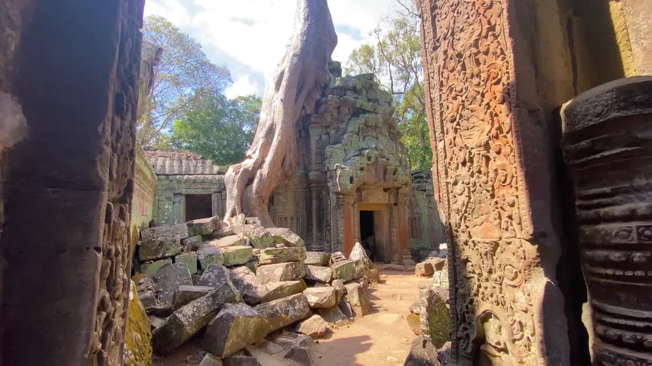 塔普罗姆，一座神秘的高棉文明寺庙，位于柬埔寨吴哥的领土上视频素材