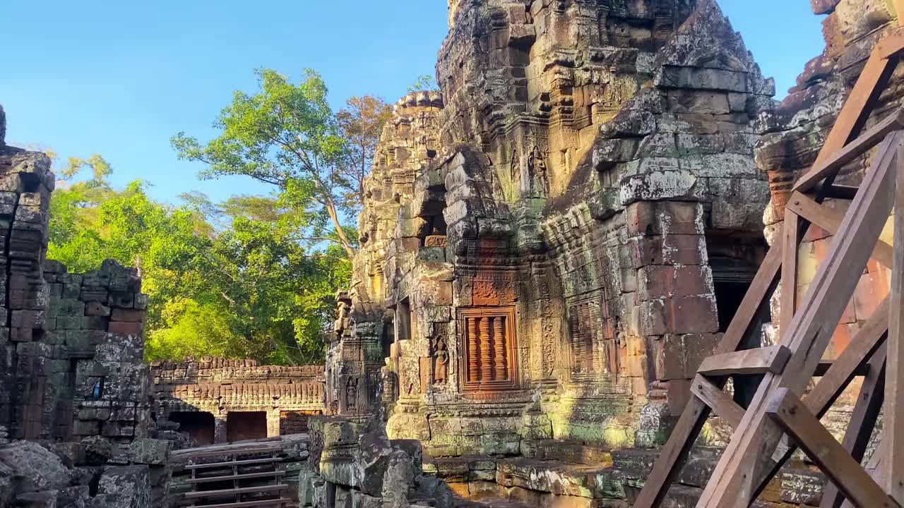 塔普罗姆，一座神秘的高棉文明寺庙，位于柬埔寨吴哥的领土上视频素材