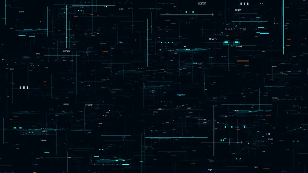 4K未来粒子束流，数字数据流。动态模式与功率射线和光视频素材