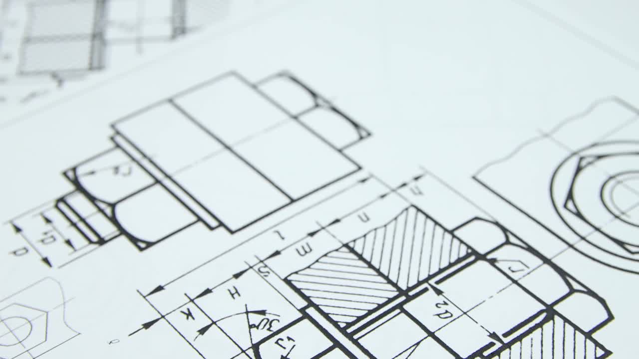 螺栓、螺母机械工程图视频素材