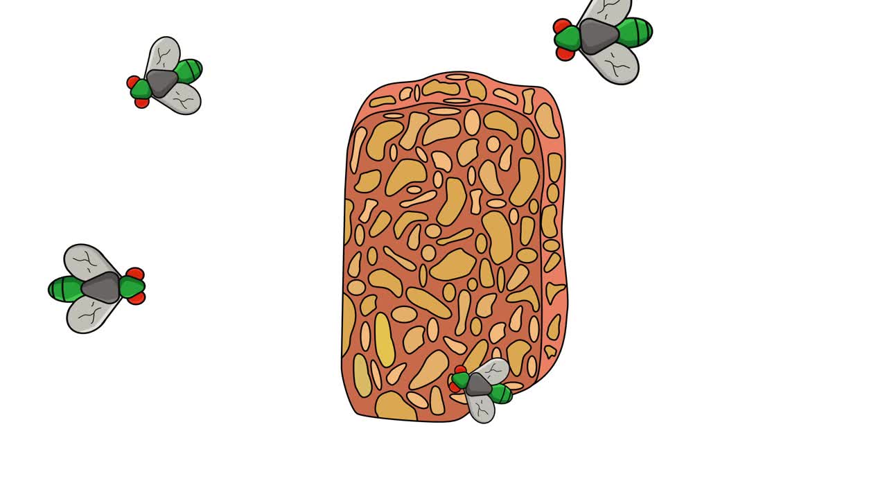 炸豆豉被苍蝇攻击的动画视频素材