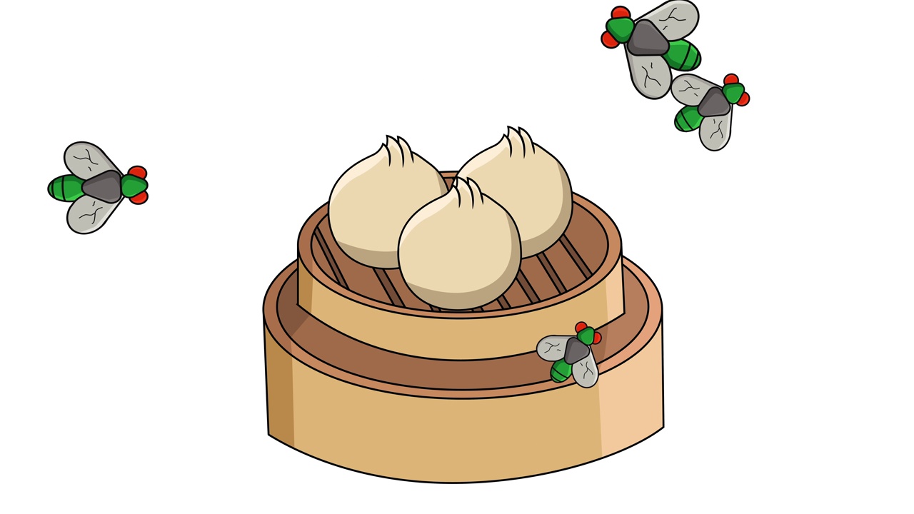 点心被苍蝇攻击的动画视频素材