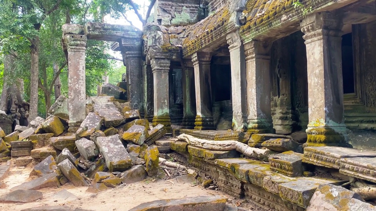 塔普罗姆，一座神秘的高棉文明寺庙，位于柬埔寨吴哥的领土上视频素材