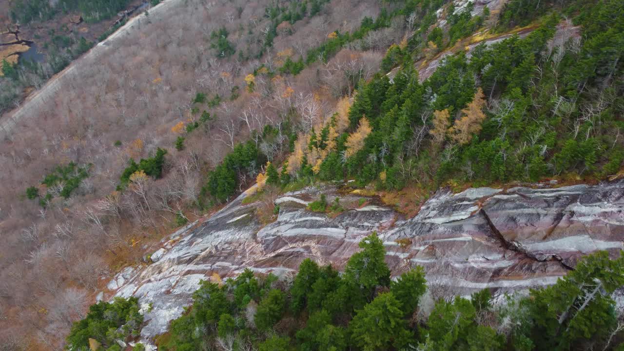 在松树丛中俯瞰陡峭的花岗岩。视频素材