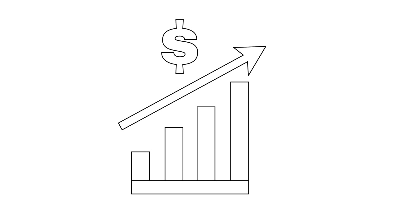 一个上升的美元图形图标的动画草图视频素材