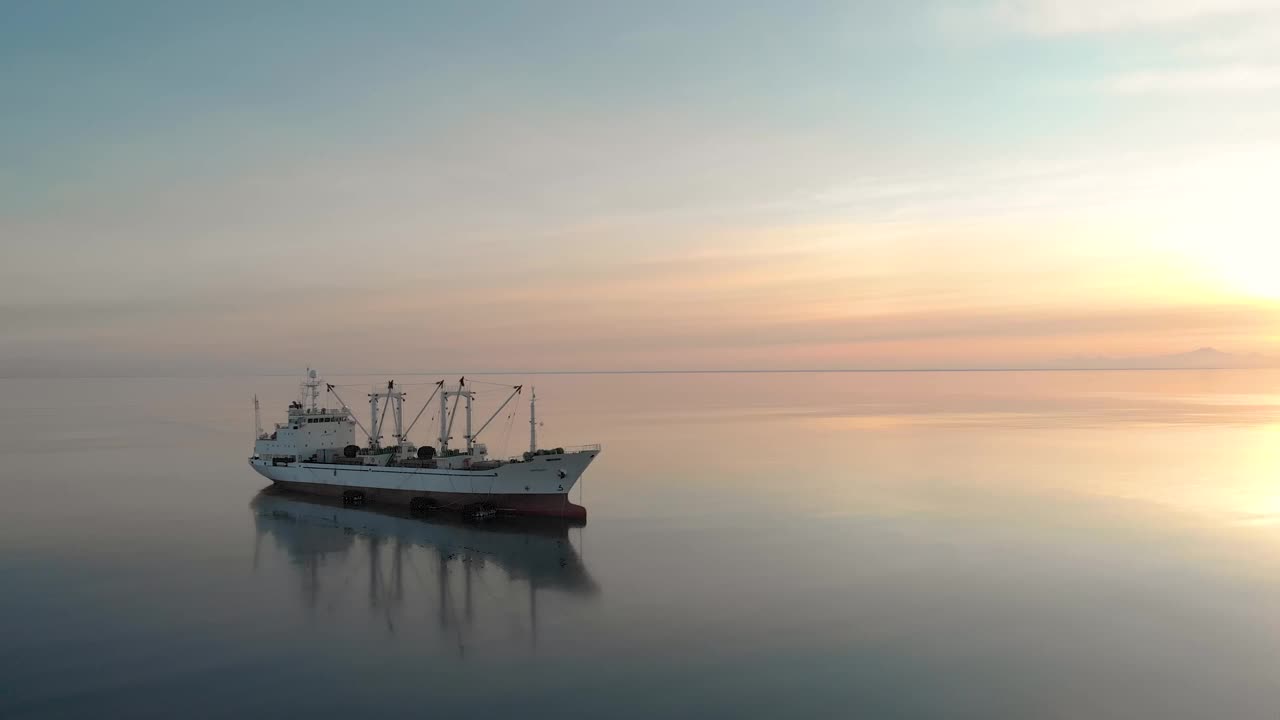 一艘大船在海上风平浪静视频下载