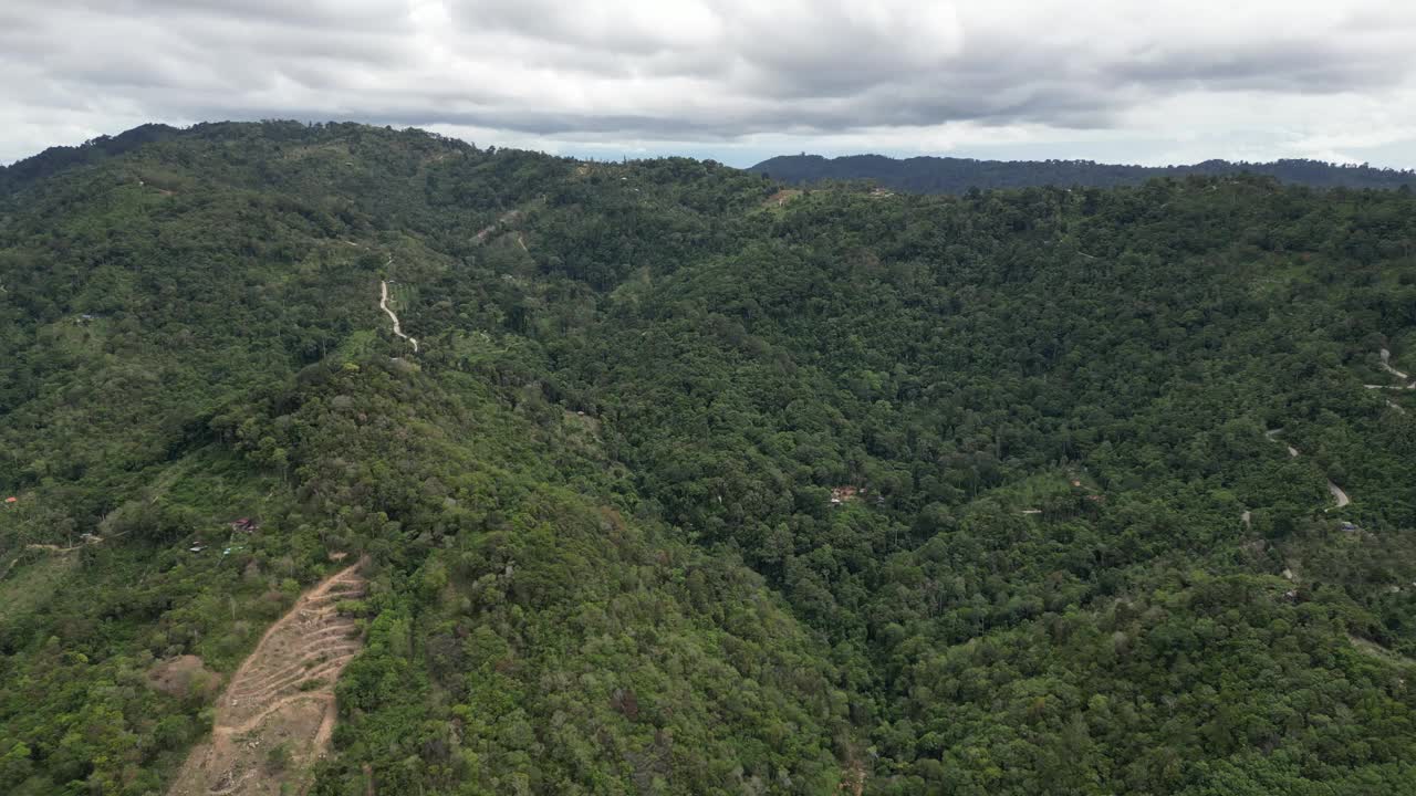 云天下郁郁葱葱的青山的美丽航拍画面视频素材