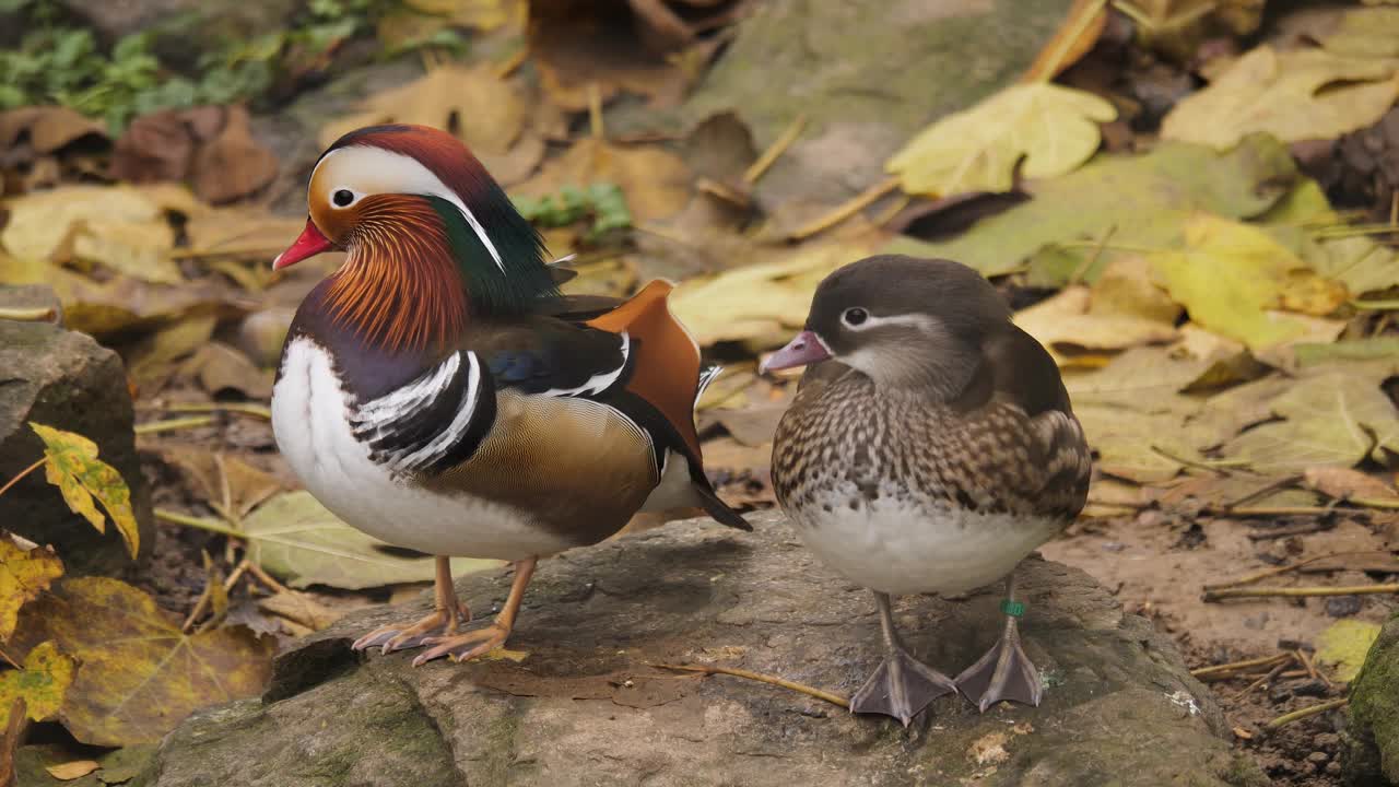 特写一只鸳鸯视频素材