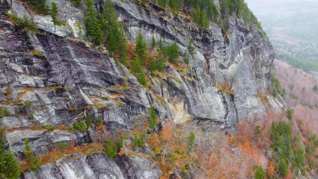 高空滑索无人机拍摄的华盛顿山一侧，也被称为世界上最恶劣天气的家园，位于美国新罕布什尔州。视频素材