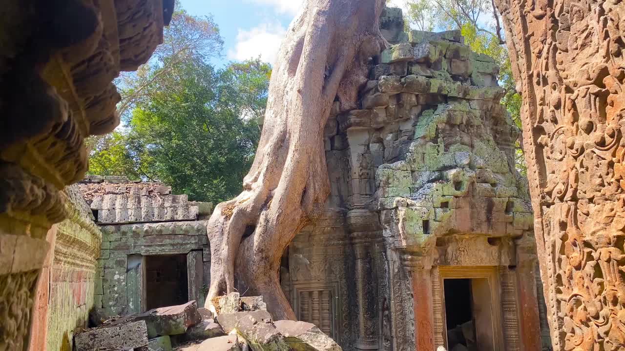 塔普罗姆，一座神秘的高棉文明寺庙，位于柬埔寨吴哥的领土上视频下载