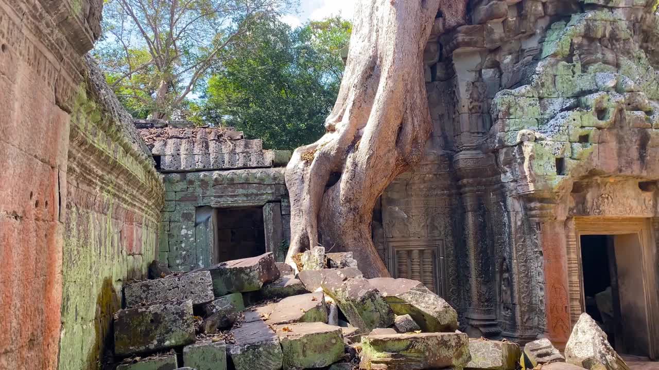 塔普罗姆，一座神秘的高棉文明寺庙，位于柬埔寨吴哥的领土上视频下载