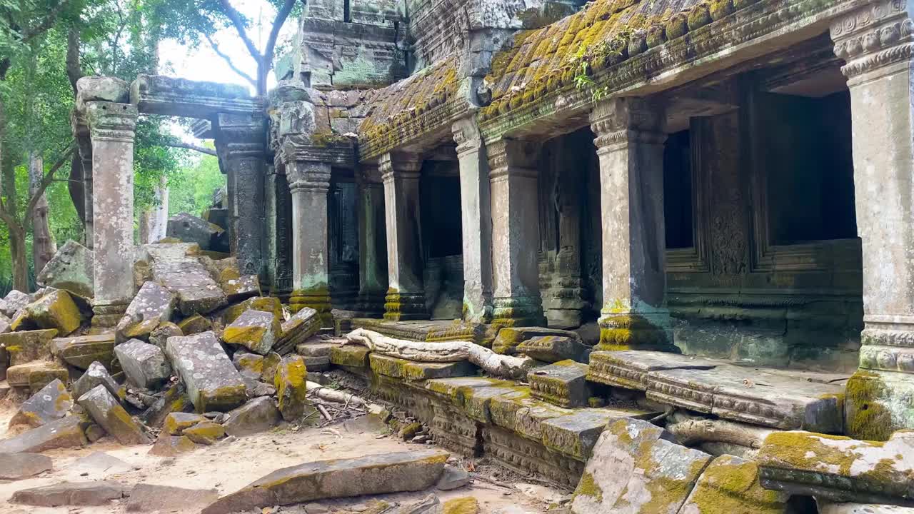 塔普罗姆，一座神秘的高棉文明寺庙，位于柬埔寨吴哥的领土上视频下载