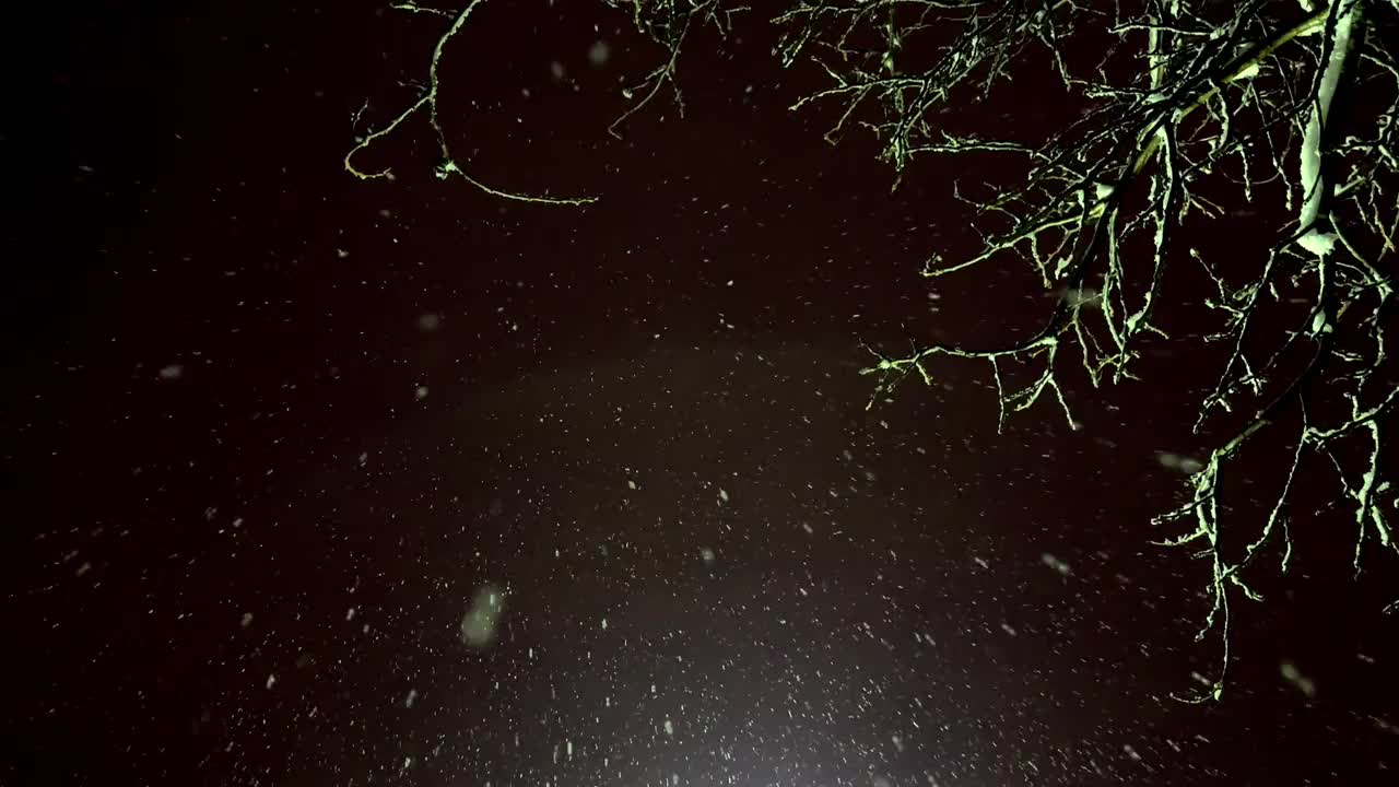 夜雪在天空的背景上视频素材