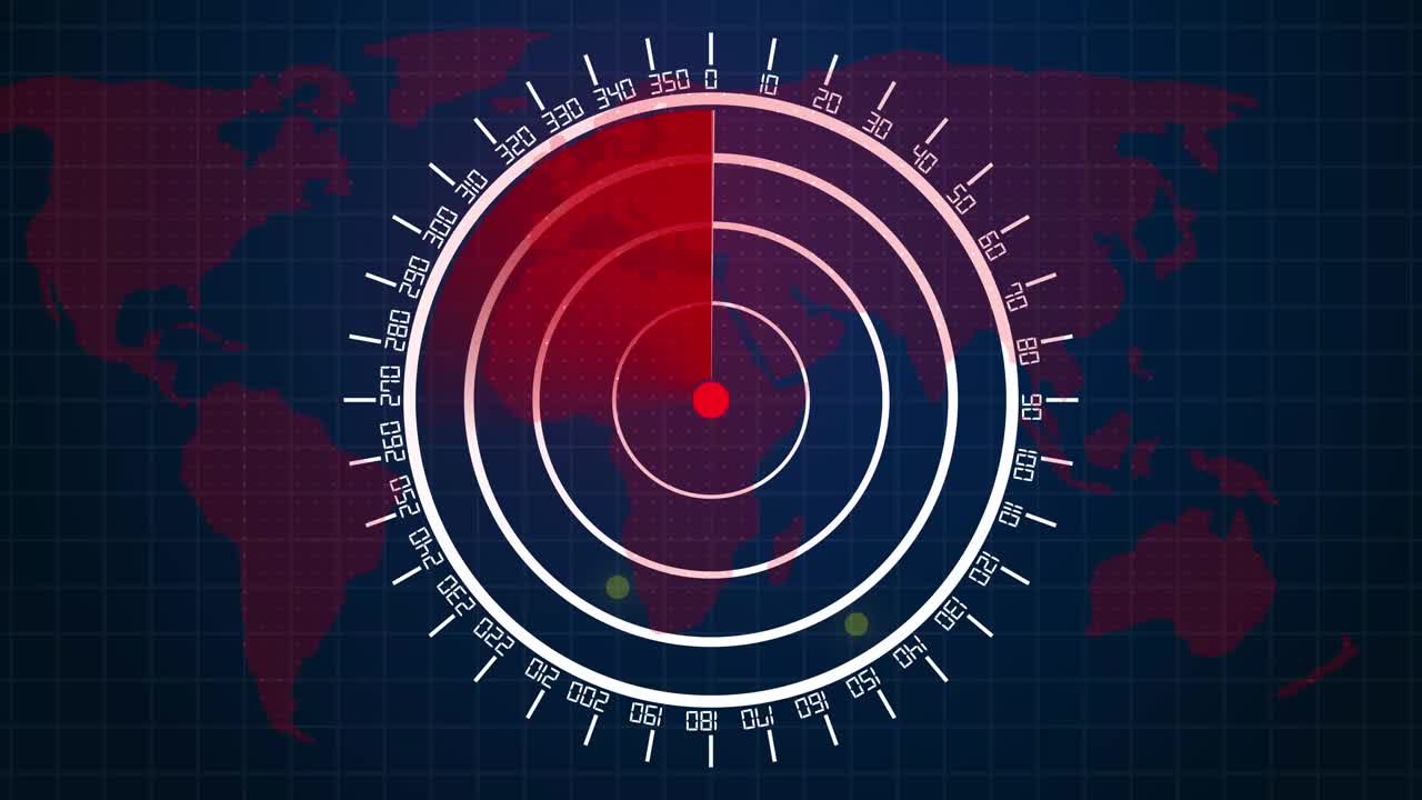 雷达屏幕上的数字显示。视频素材