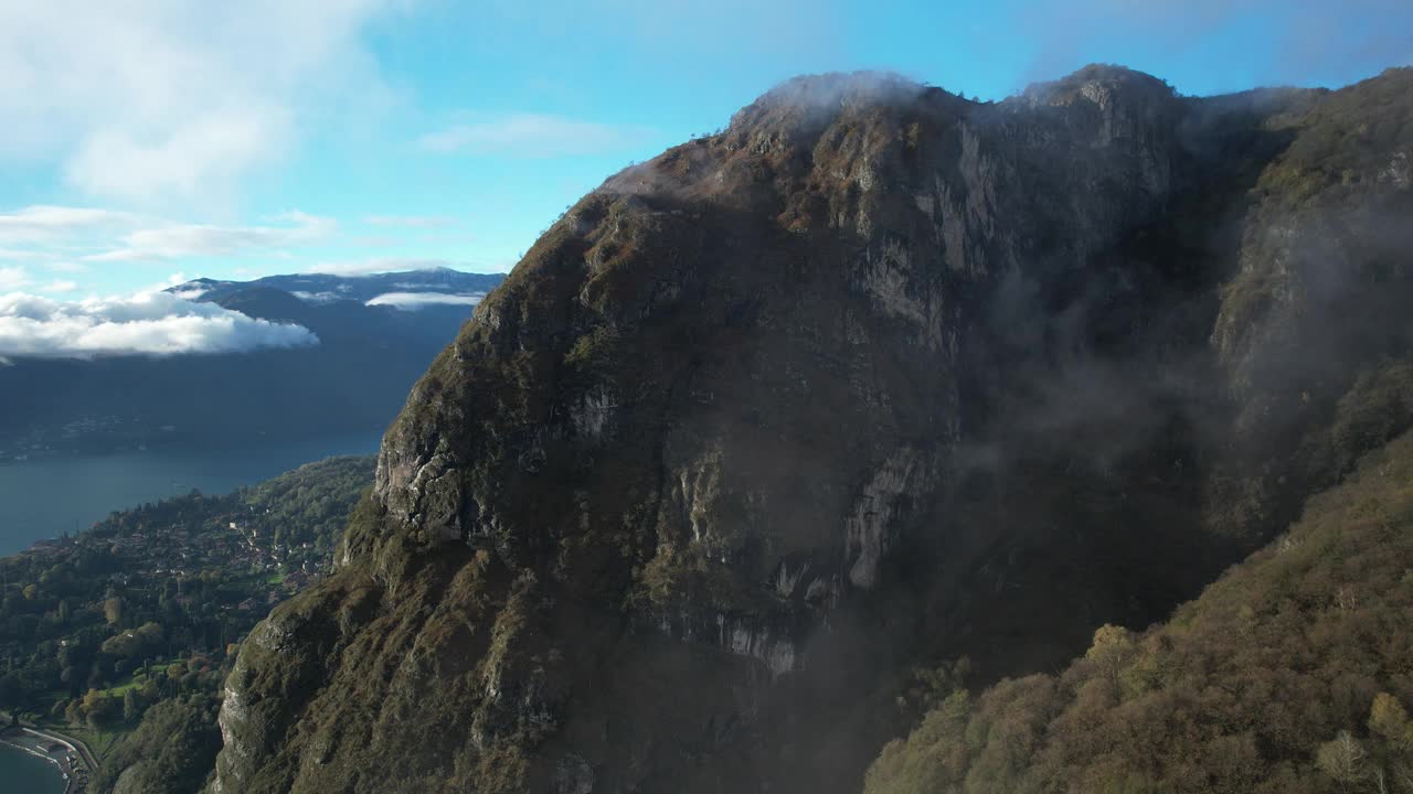 俯瞰意大利阿尔卑斯山和科莫湖的壮丽景色视频素材