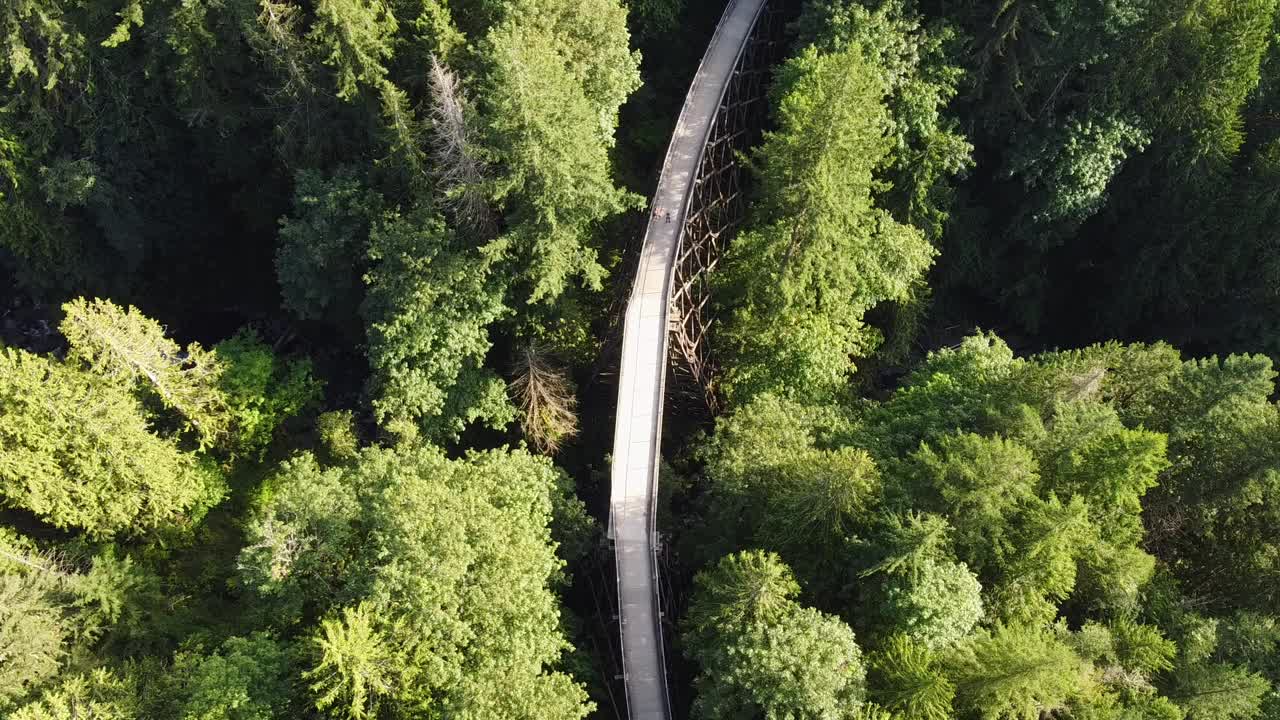 华盛顿州斯诺夸尔米山谷步道高架桥航拍图视频素材