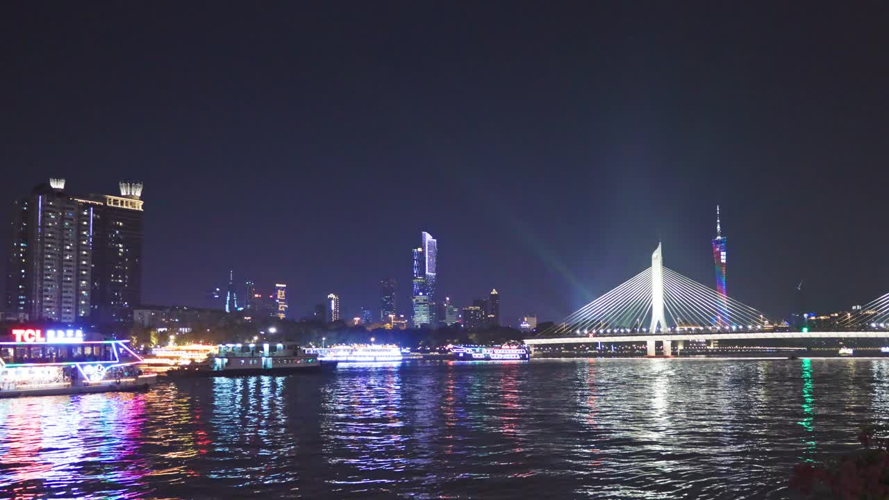 广州珠江夜景视频素材