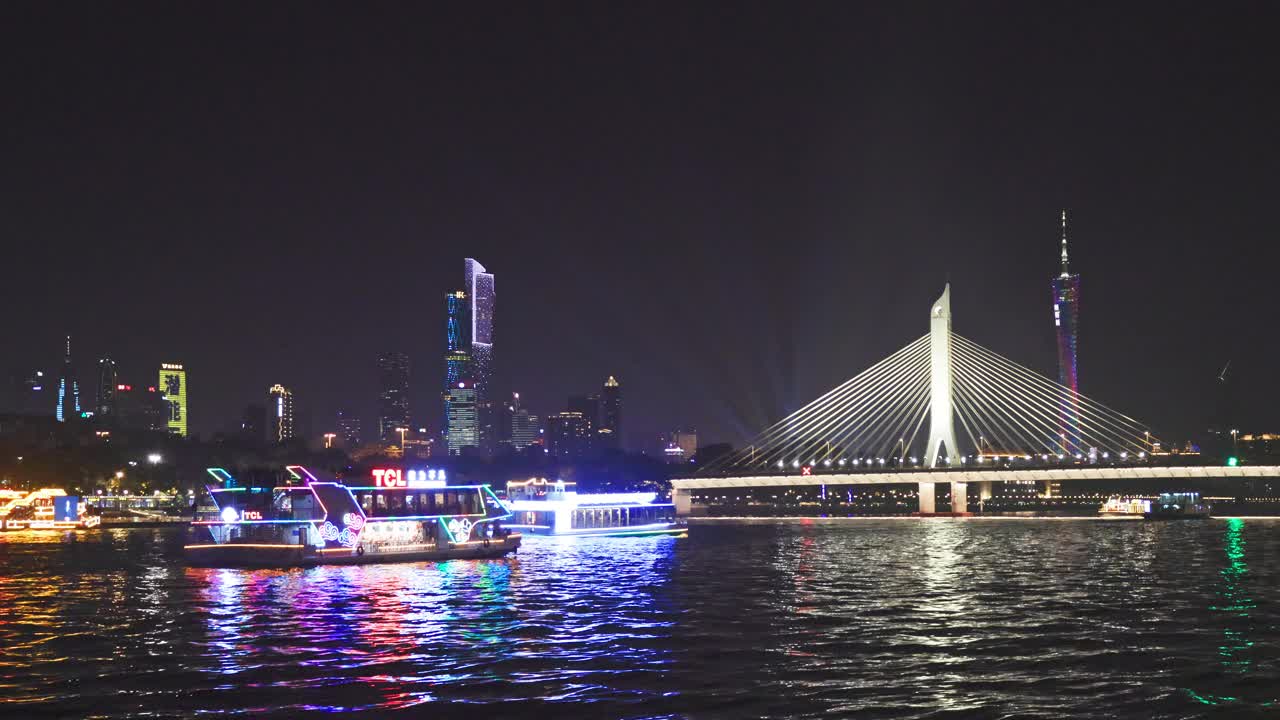 广州珠江夜景视频素材