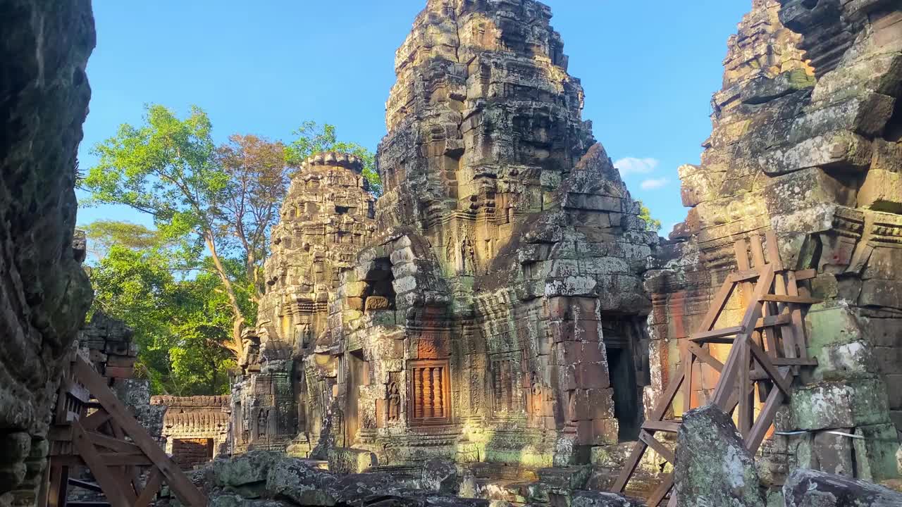 塔普罗姆，一座神秘的高棉文明寺庙，位于柬埔寨吴哥的领土上视频素材