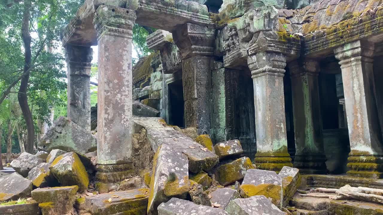 塔普罗姆，一座神秘的高棉文明寺庙，位于柬埔寨吴哥的领土上视频下载