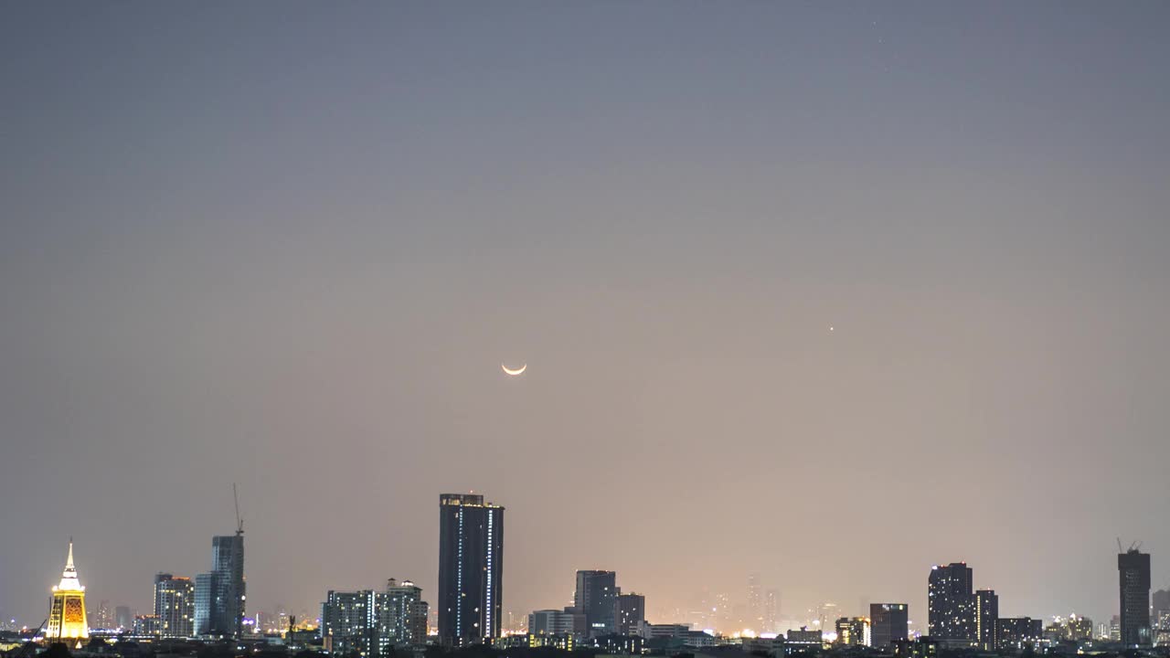 日落时分的城市夜景视频下载