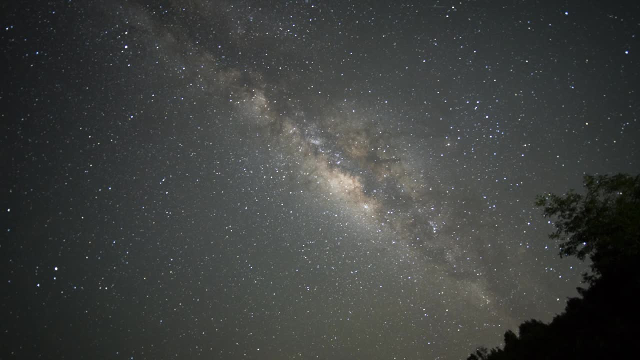 位于泰国多云山景的夜空中的一颗银河系恒星视频素材