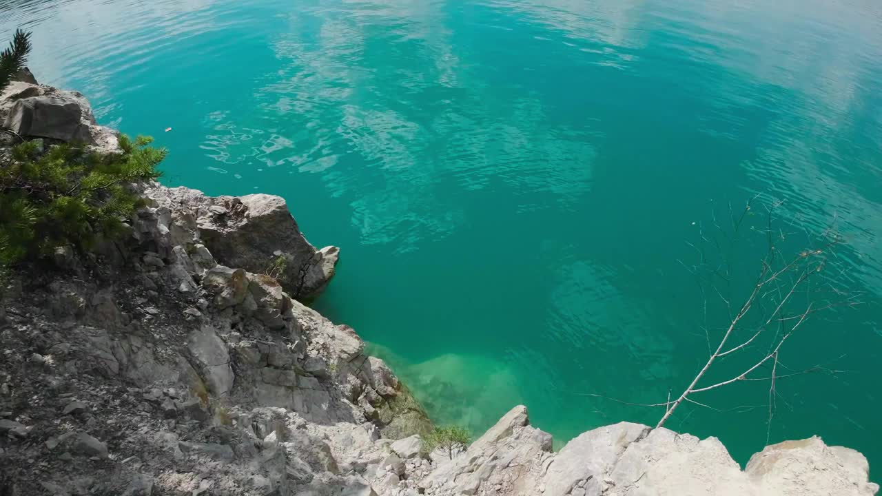 湖景有绿松石水，夏日阳光明媚视频下载