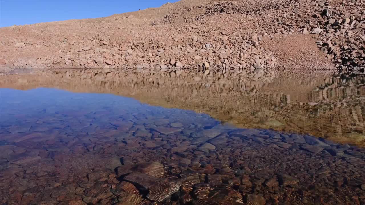 冥想沉默冰碛湖波浪清澈的水视频下载