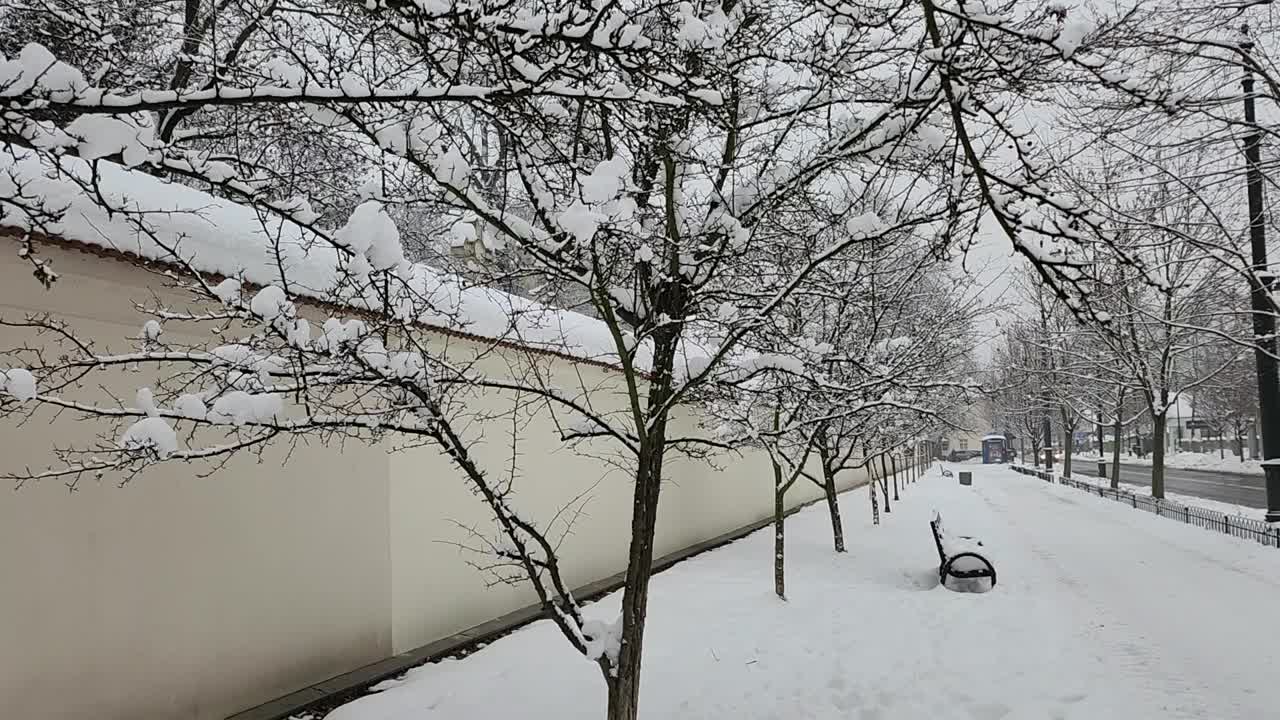 克拉科夫全是雪。视频下载