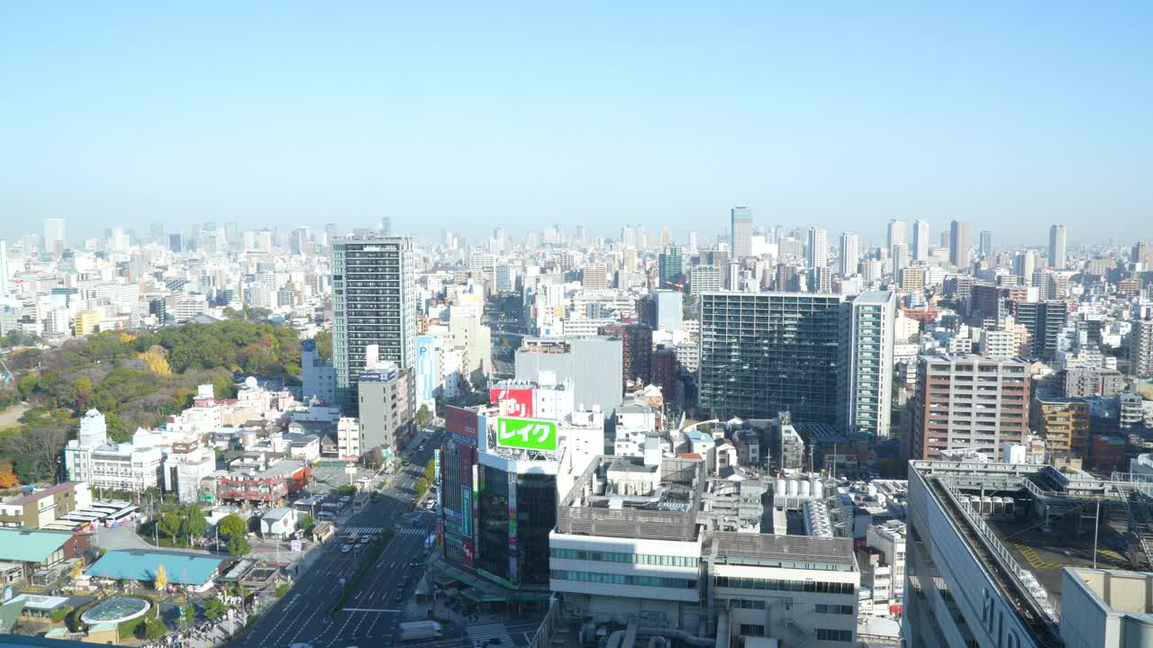 延时摄影:从日本的安野春景鸟瞰大阪市视频素材