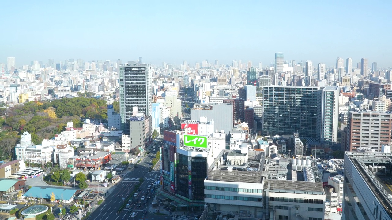 延时摄影:从日本的安野春景鸟瞰大阪市视频素材