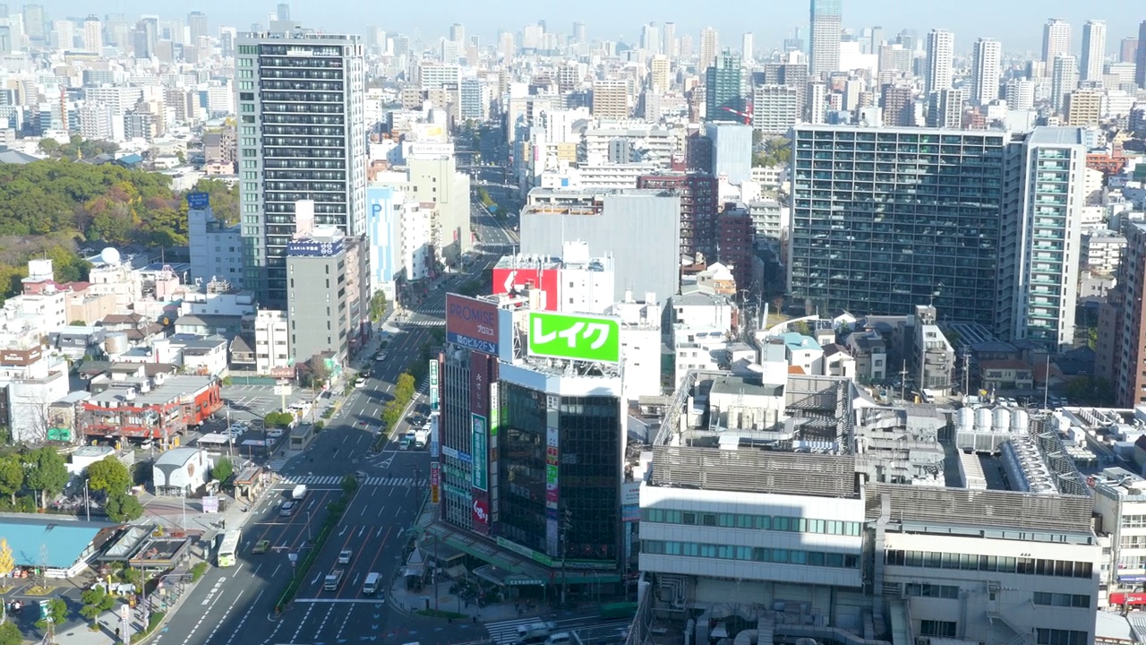 延时摄影:从日本的安野春景鸟瞰大阪市视频素材