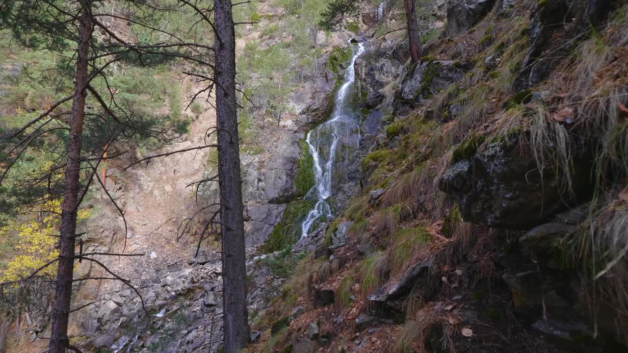 瀑布在黑森林地区秋天明亮视频素材