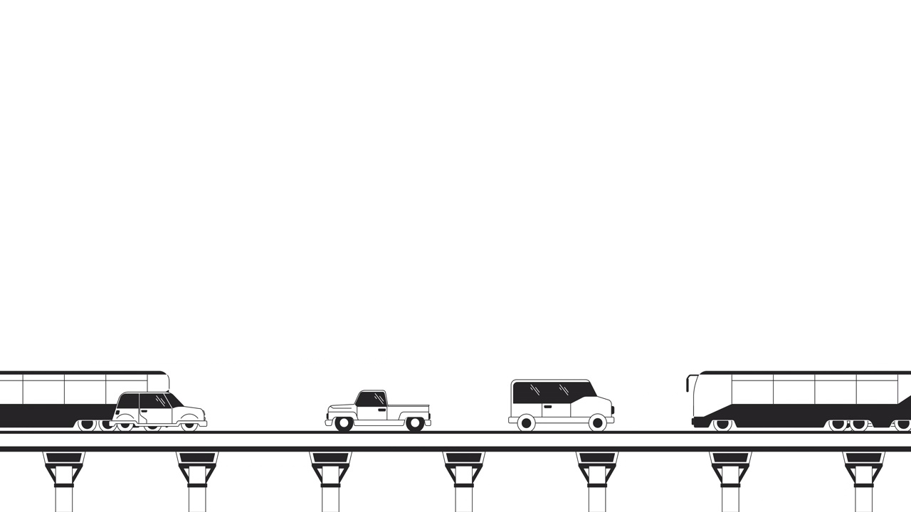 移动车辆高速公路桥梁车身轮廓二维物体动画视频素材