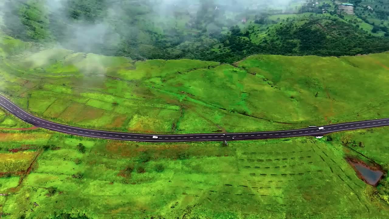 柏油路穿过热带雨林。视频素材