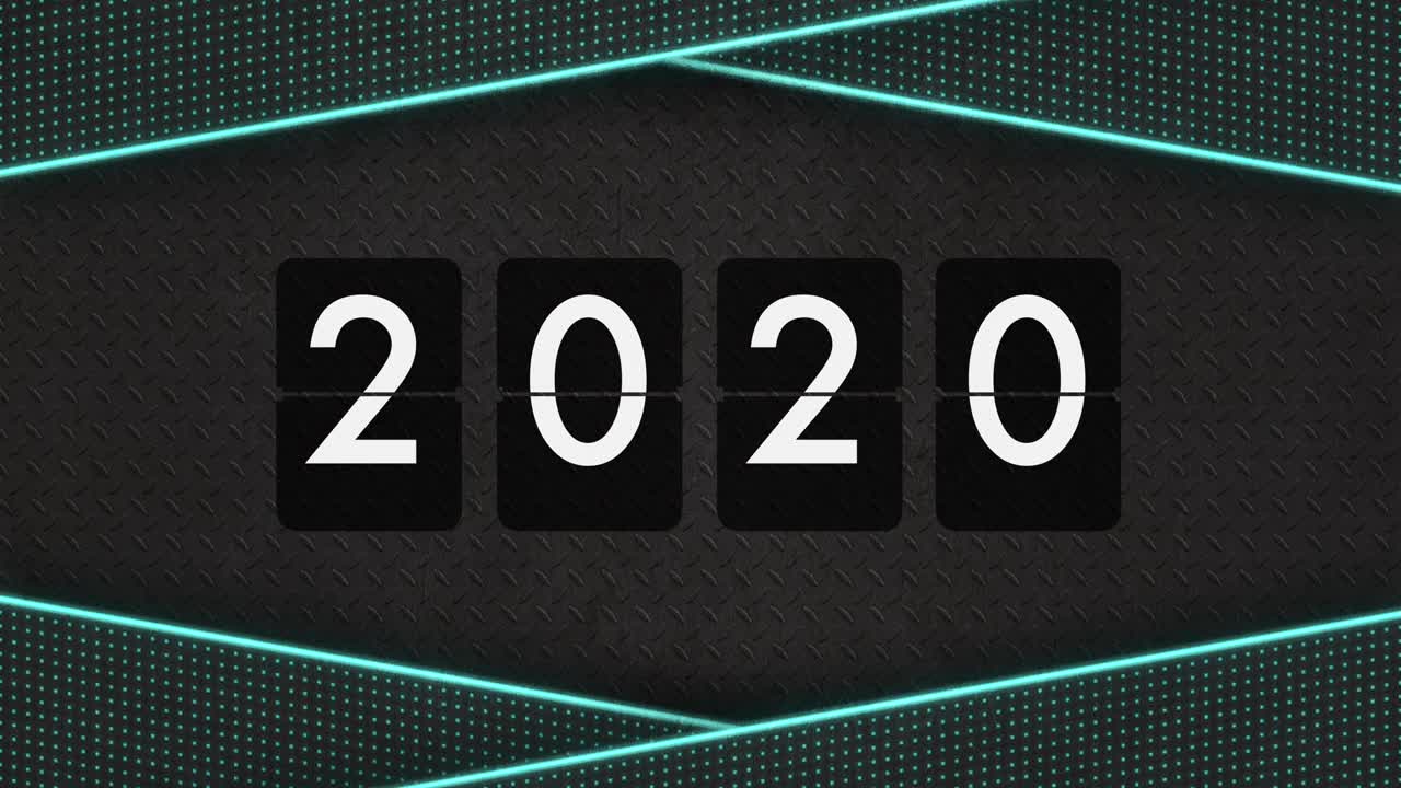 机械翻转时钟从2020年切换到2025年视频下载