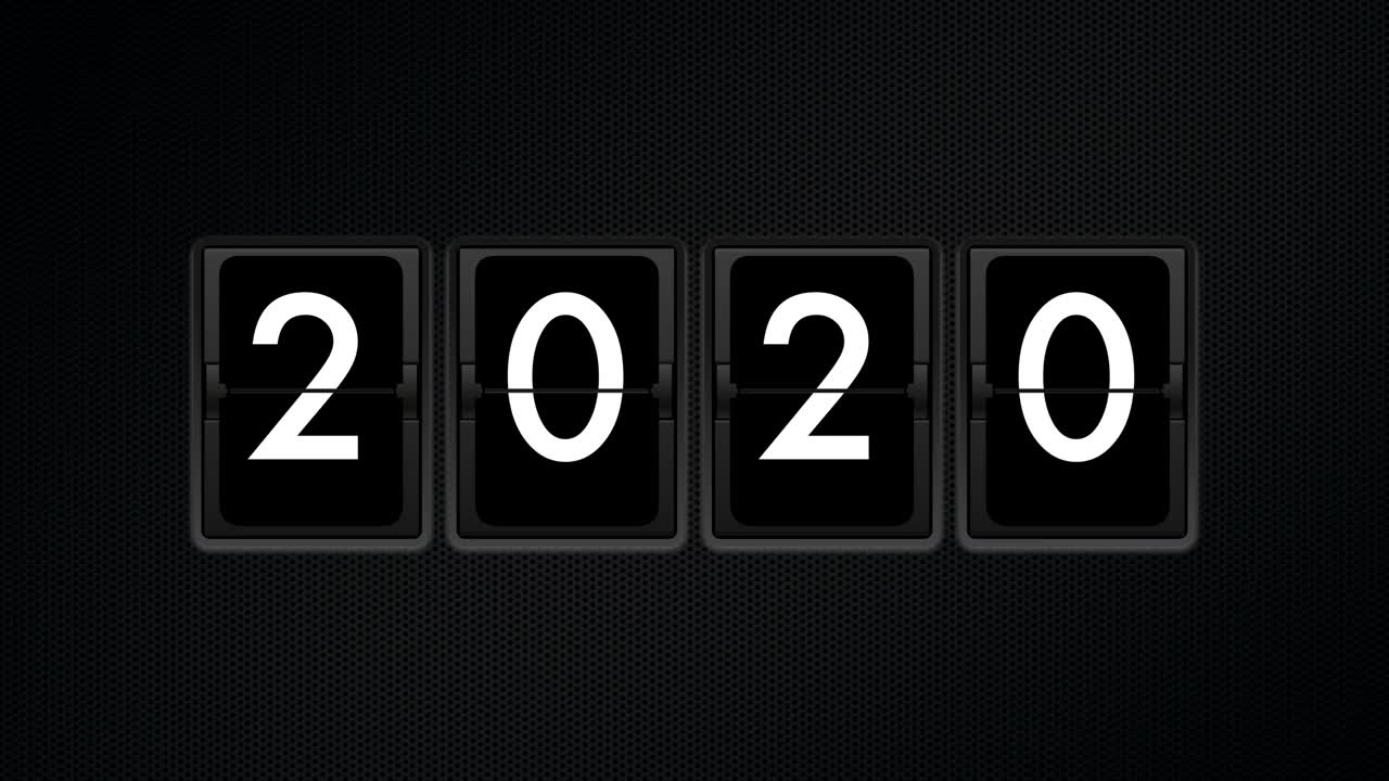 机械翻转时钟从2020年切换到2025年视频下载