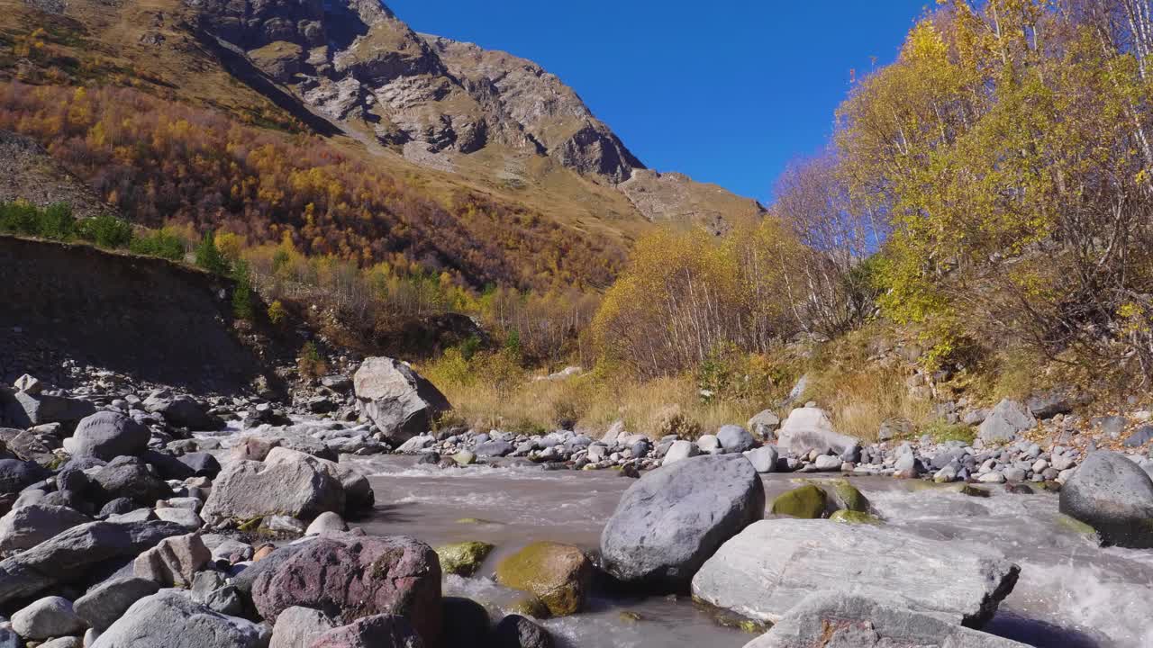 托雷斯德尔潘恩，河流，智利雄伟的巴塔哥尼亚景观林地视频素材