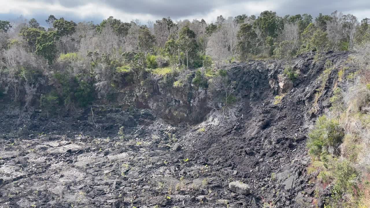 夏威夷大岛火山国家公园的卢阿马努火山口全景图视频素材