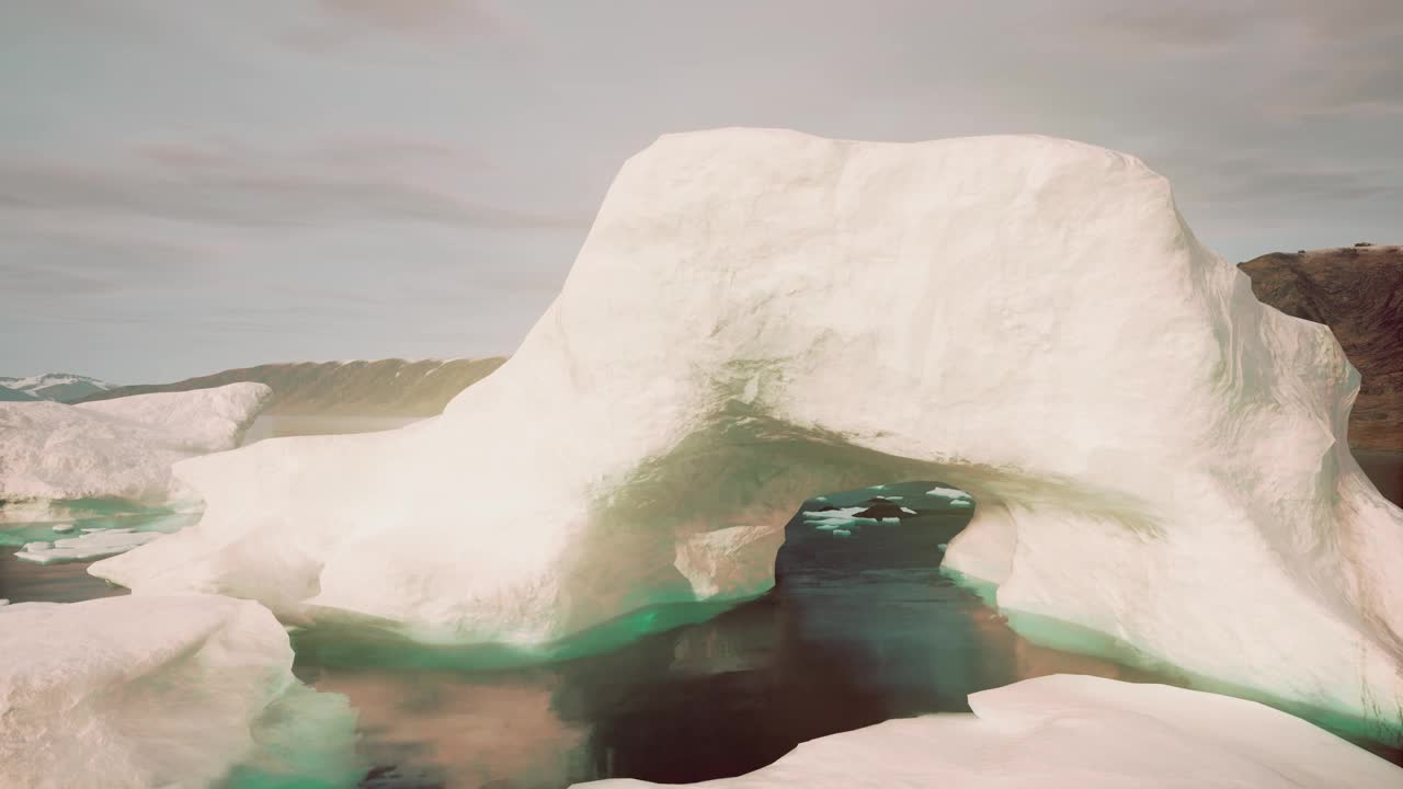 冰山:漂浮在水面上的大冰山视频素材