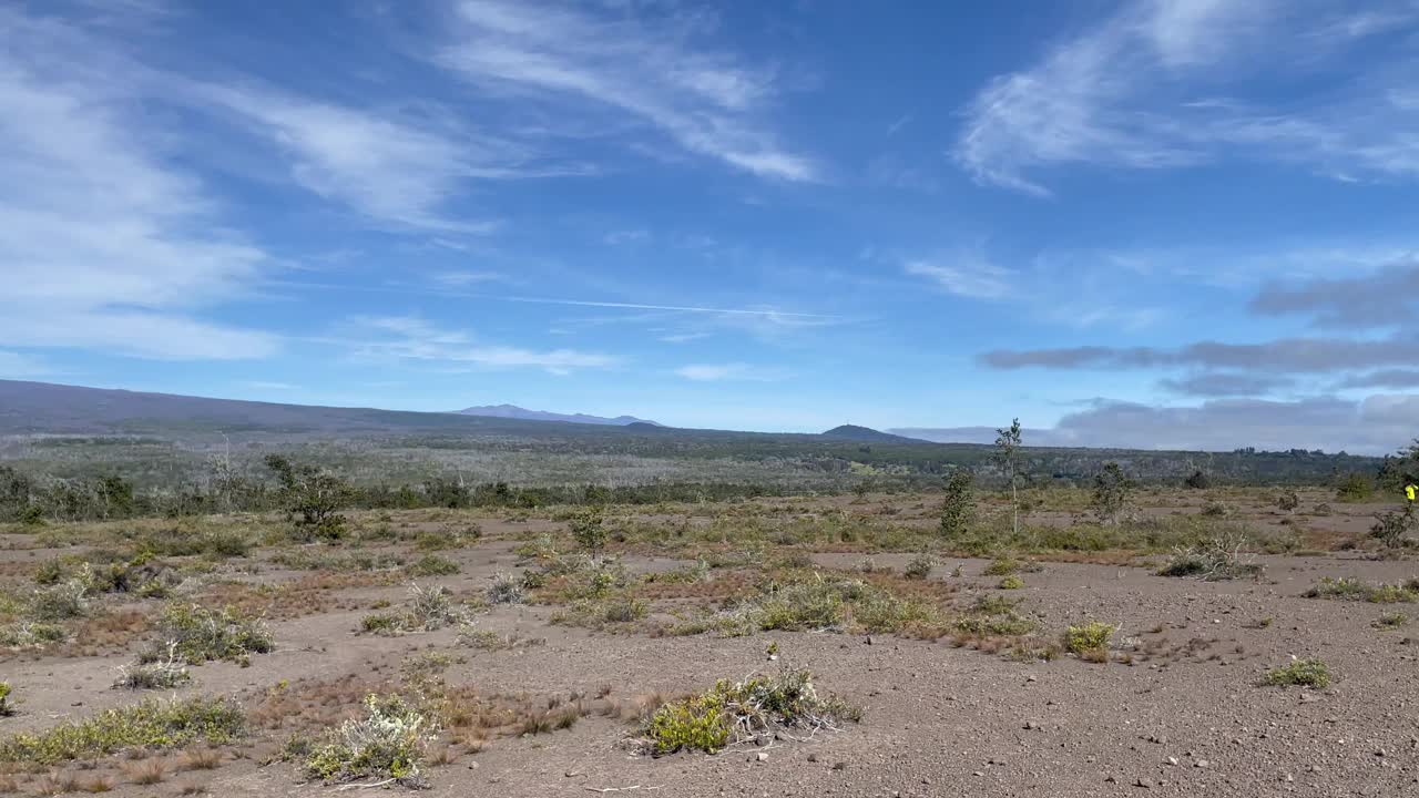 夏威夷大岛火山国家公园基拉韦厄火山口边缘的莫纳罗亚风景视频下载